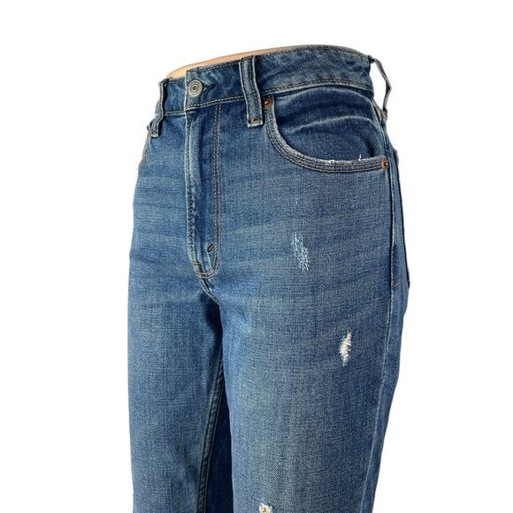 Abercrombie & Fitch Blue Distressed Frayed Raw Hem Skinny Denim Jeans Pants 24 - Picture 4 of 6